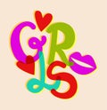 Girls. Bright vector lettering. Colorful letters. Gender concept