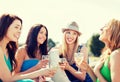 Girls with champagne glasses on boat Royalty Free Stock Photo