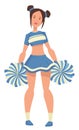 Girls cheerleader in uniform with pompoms isolated female character