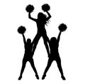 Girls of cheerleading made a pyramid silhouette isolated, vector illustration Royalty Free Stock Photo