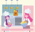 girls chef cooking