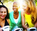 Girls Coffee Break Talking Chilling Concept Royalty Free Stock Photo