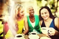 Girls Coffee Break Talking Chilling Concept Royalty Free Stock Photo