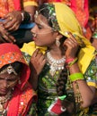 Girls in colorful ethnic attire attends at the Pushkar fair