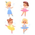 Girls cute. Beauty kids ballerinas in tutus and pointe shoes, young ballet dancers in different poses, romantic Royalty Free Stock Photo