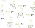 GIRLS CUTE BUNNY ALL OVER PRINT VECTOR ART Royalty Free Stock Photo