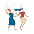 Dancing women welcome the rain.