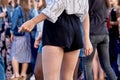 Girls dancing at a street concert.Festive mood