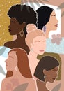 girls from different ethnic backgrounds together. modern vector bright illustration.