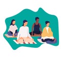 The girls do yoga. Sport, healthy lifestyle. Vector illustration Royalty Free Stock Photo