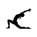 Girls doing yoga logotype silhouette on white background