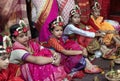 Girls dress as Goddess Durga as they participate in Kumari Puja rituals, during Navratri Festival at Kamakhya temple, in Guwahati