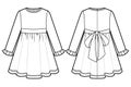 Girls dress with long sleevees, fashion technical draw