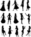 Girls in Dresses Silhouettes