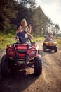 Girls driving a off road buggy car Royalty Free Stock Photo