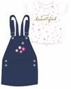 GIRLS DUNGAREE SET STAR ART