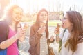 Girls Eating Ice Cream Royalty Free Stock Photo