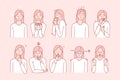 Girls emotions or facial expressions set