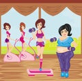 Girls exercising in a gym