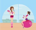 Girls exercising in a gym