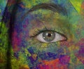 Girls eye with paint Royalty Free Stock Photo