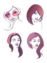 Girls faces set Royalty Free Stock Photo