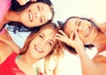 Girls faces with shades looking down Royalty Free Stock Photo