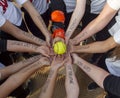 Girls Fastpitch Softball Team Inspirational Huddle Royalty Free Stock Photo