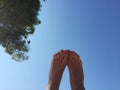 Girls feet on the beach Royalty Free Stock Photo