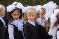 Girls-first-grader at the school lineup on 1 September. knowledge Day