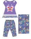 girls frocks with leggings with butterfly print Royalty Free Stock Photo