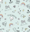 Girls funny item seamless drawing love vector pattern Royalty Free Stock Photo