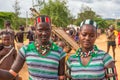 Girls from the Hamar tribe at a local market, Turmi, Ethiopia Royalty Free Stock Photo