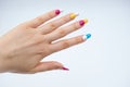 Girls hand with Two-tone manicure Royalty Free Stock Photo