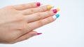 girls hand with Two-tone manicure Royalty Free Stock Photo