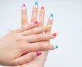 girls hand with Two-tone manicure Royalty Free Stock Photo