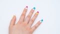 girls hand with Two-tone manicure Royalty Free Stock Photo