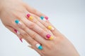 girls hand with Two-tone manicure Royalty Free Stock Photo