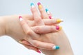 girls hand with Two-tone manicure Royalty Free Stock Photo