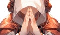 Girls Hands Folded In Prayer, Closeup, Anime Style. Generative AI