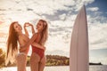 Girls having fun on beach Royalty Free Stock Photo