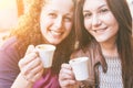 Girls Having Italian Breakfast Royalty Free Stock Photo