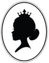 Girls head with classic haircut and crown.