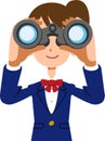 Girls high school student looking into binoculars