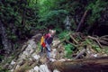 Girls hiker on a path Royalty Free Stock Photo