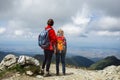 Girls hiker on a path Royalty Free Stock Photo