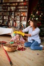 Girls at home cleaning glass cover Royalty Free Stock Photo