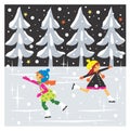 Girls are iceskating Royalty Free Stock Photo