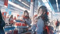 Girls inside a mall shopping - Generative AI