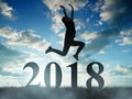 Girls jump to the New Year 2018. Royalty Free Stock Photo